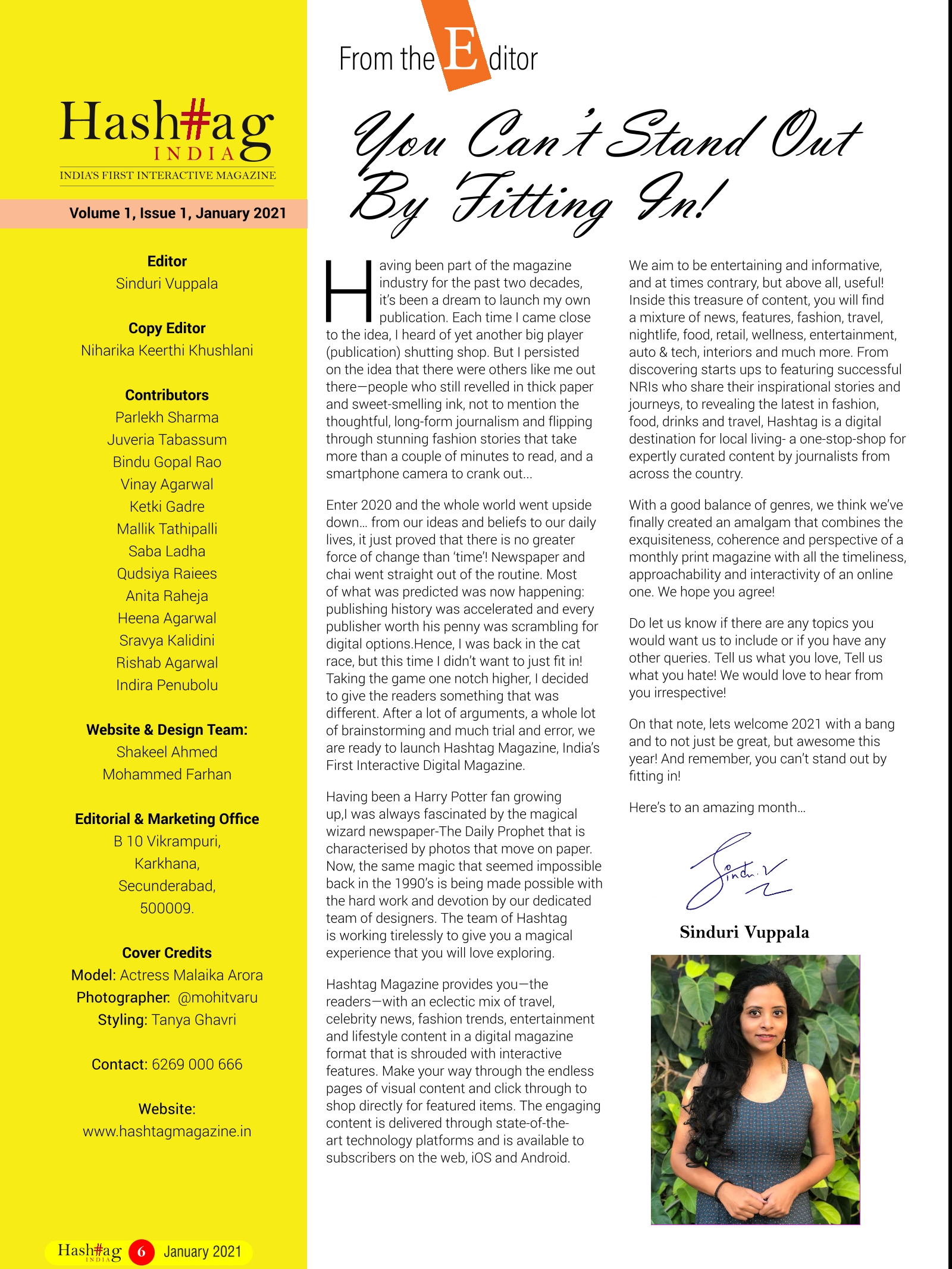 Hashtag Magazine Feb Edition Note