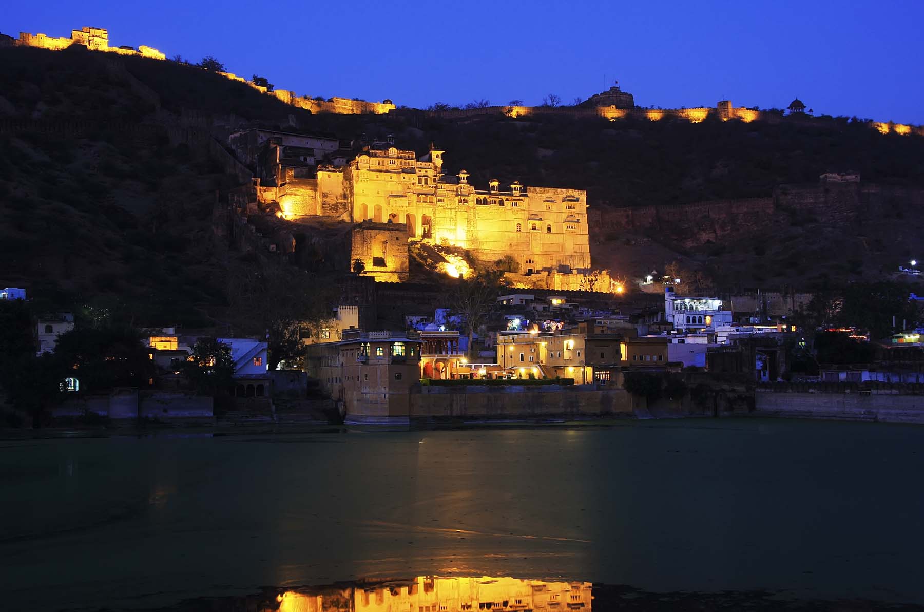 Bundi Palace at night, Rajasthan, India